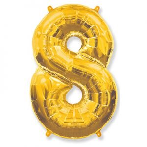 Золотой воздушный шар от 0 до 9 цифра 1м