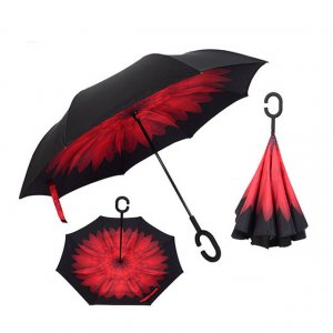 Умный зонт с обратным открыванием (с принтом)