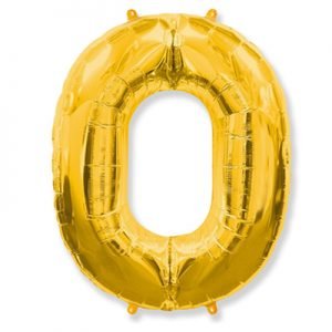 Золотой воздушный шар от 0 до 9 цифра 1м